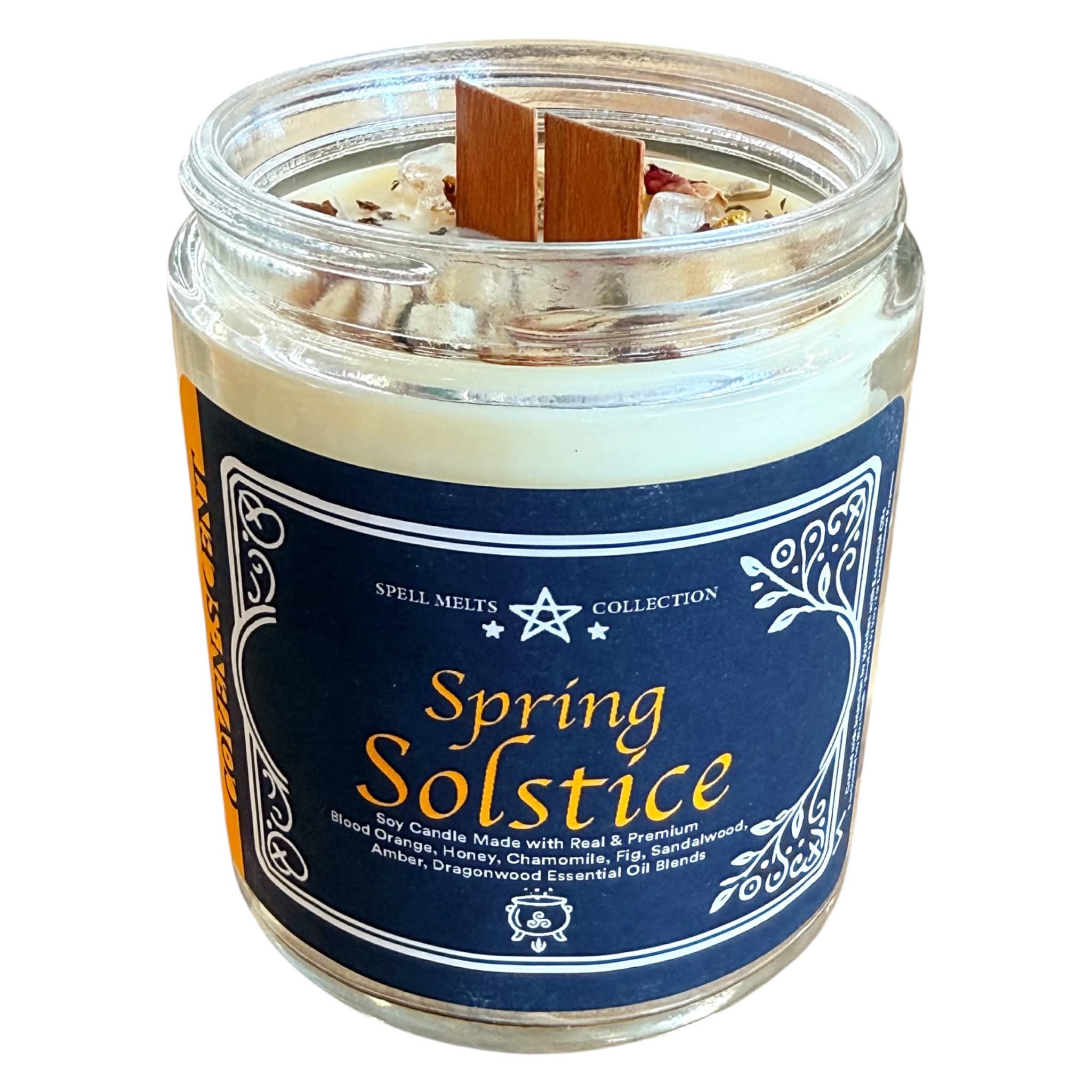 Spell For Spring Solstice - 8 oz Glass Candle - Crackling Wood Wick - Image 4